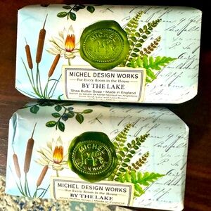3 bars of Michel Design Work By The Lake Shea Fresh Water & Lotus Hand Body Soap